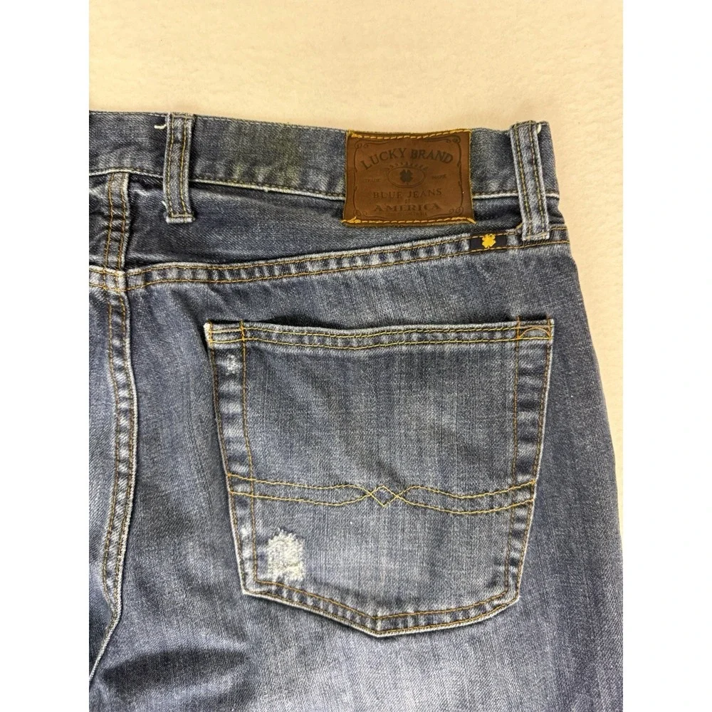 Lucky Brand 221 Original‎ Straight Jeans Men's 36x32 Dark Wash Stretch Denim